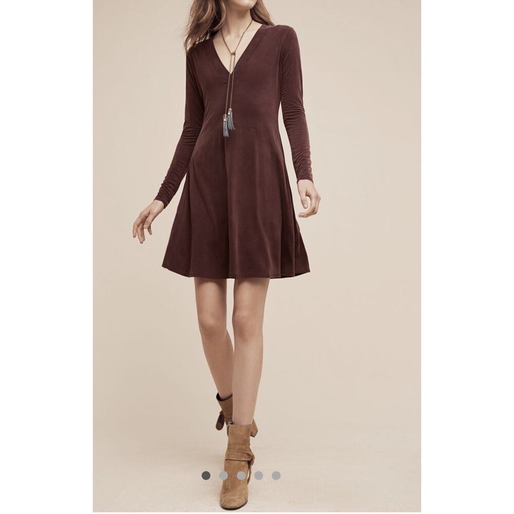 Anthropologie Dolan Left Coast XS Mini Tunic Swing Dress Cupro Purple Maroon